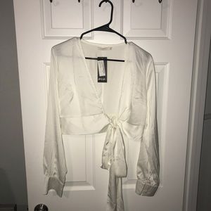 Nasty Gal | Tied Satin Blouse | Medium